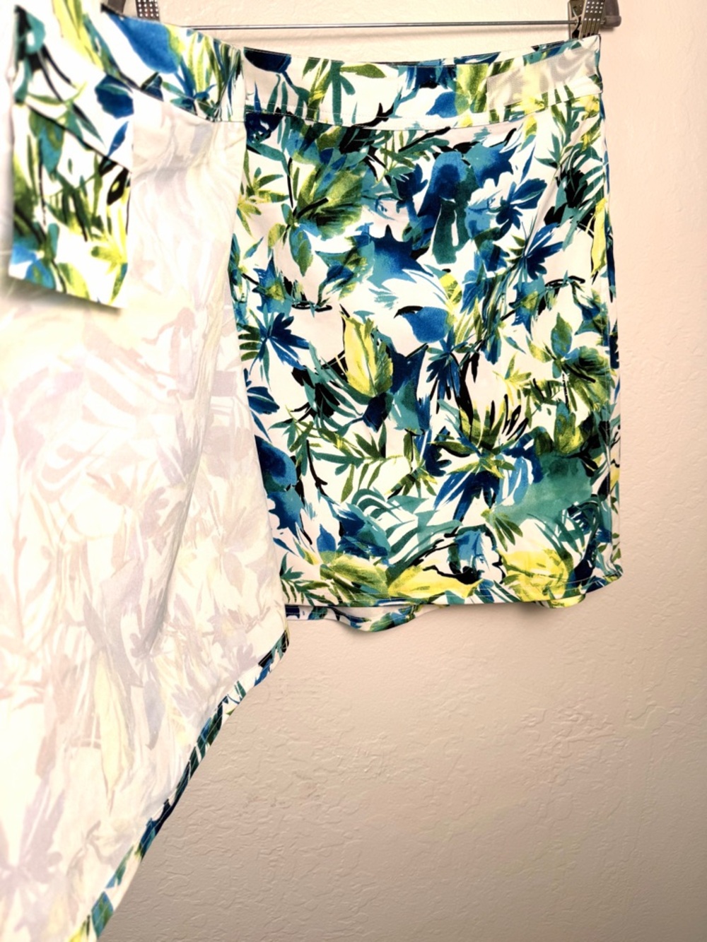 RipSkirt Hawaii Tropical Floral Leaf Wrap Skirt -Blue Green Length 2 Size M - Picture 8 of 10